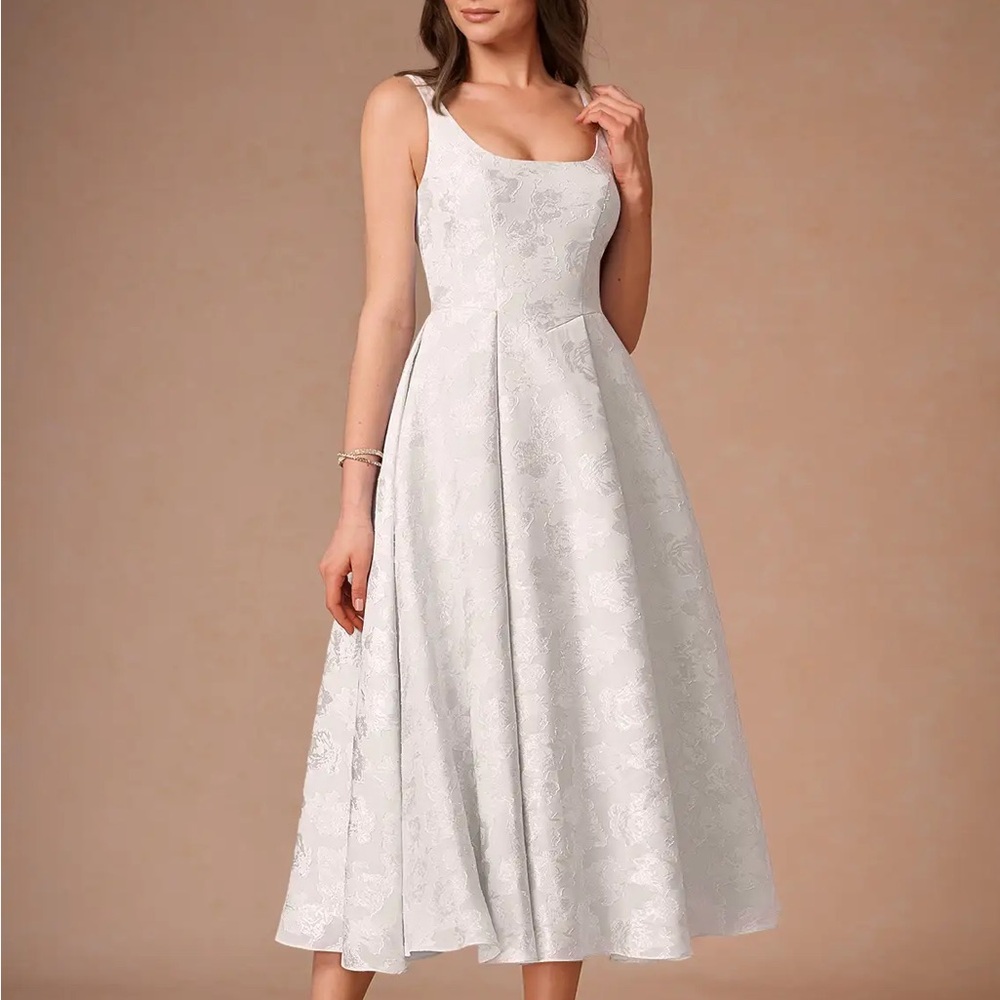 Briac Cream A-line Midi Dress - Bridal